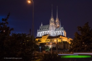 Night picture of Cathedral of St. Peter and Paul, Brno