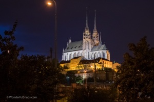 Night picture of Cathedral of St. Peter and Paul, Brno