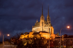Night picture of Cathedral of St. Peter and Paul, Brno